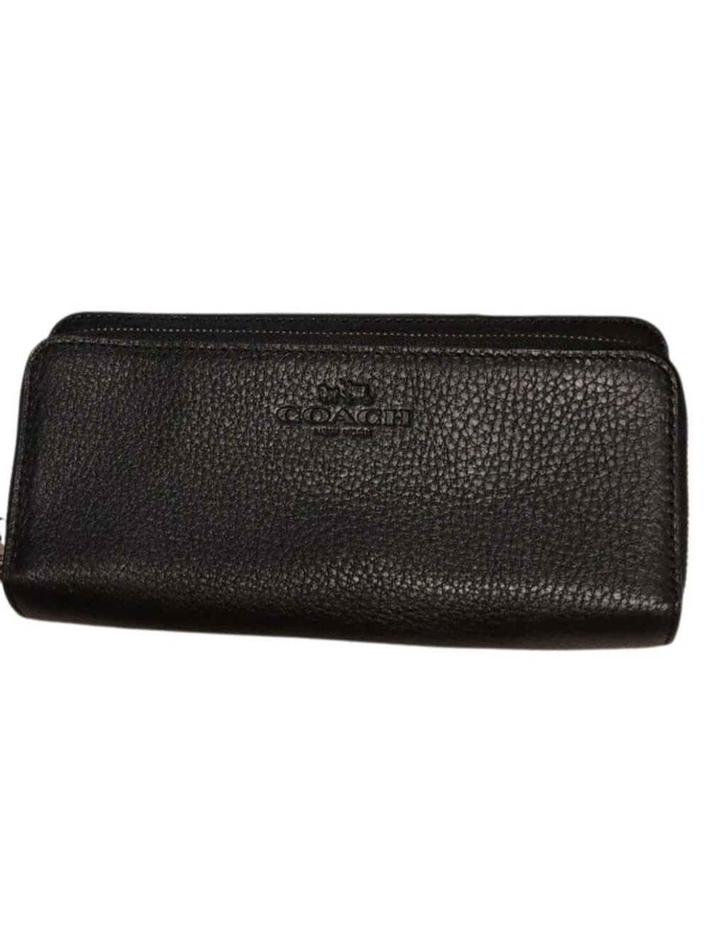 Coach Black Pebbled Leather Zip-Around Wallet
